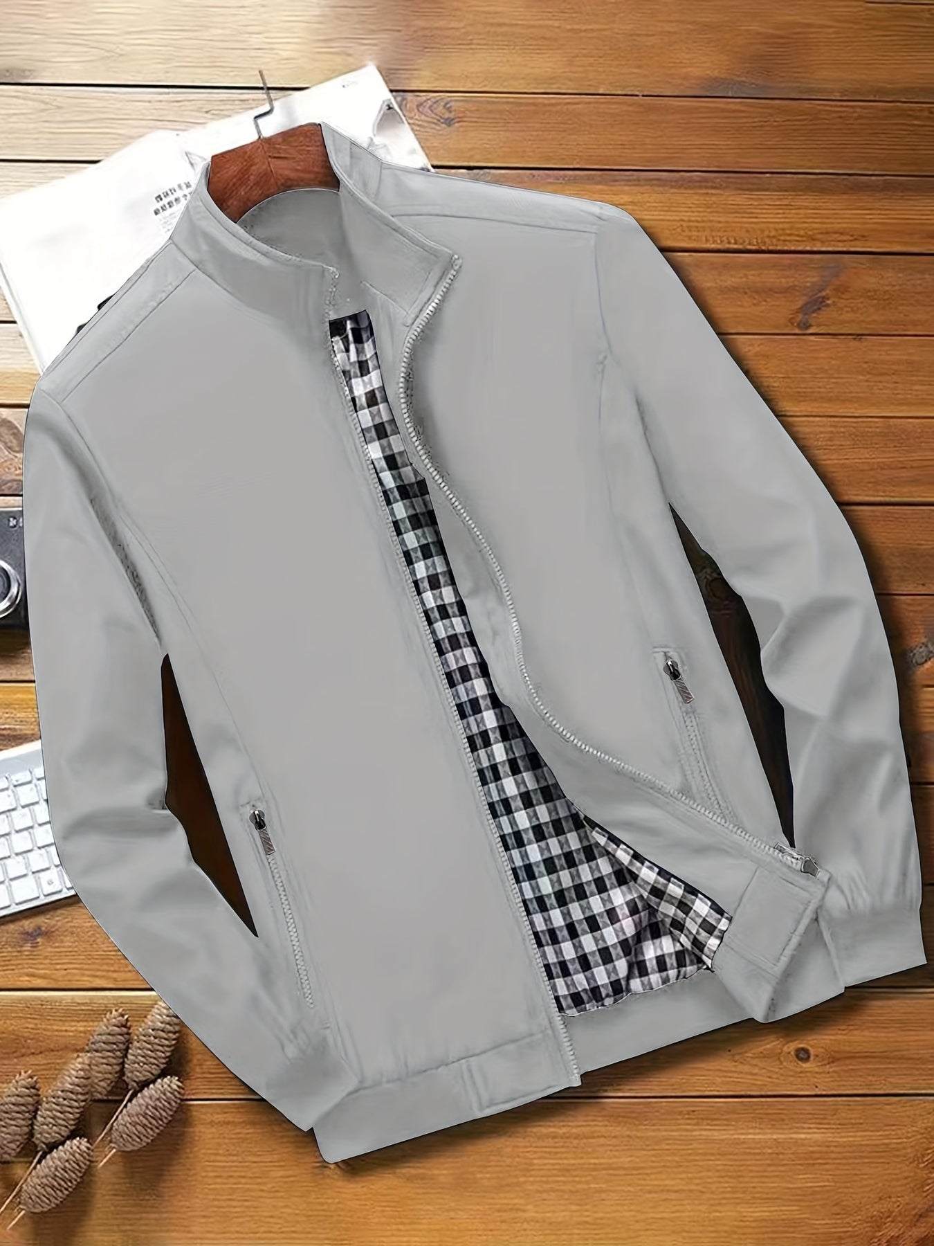 Casual Solid Color Zip-up Jacket - Men's Stylish Coat for Spring and Autumn Outdoors as Gift