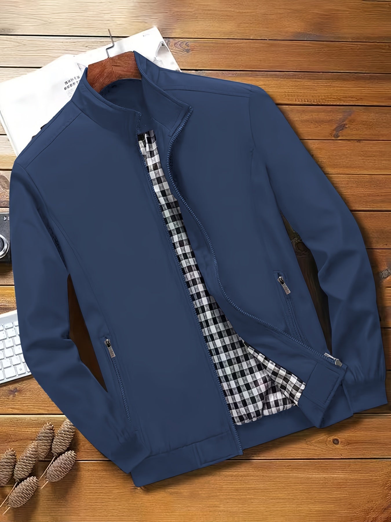 Casual Solid Color Zip-up Jacket - Men's Stylish Coat for Spring and Autumn Outdoors as Gift