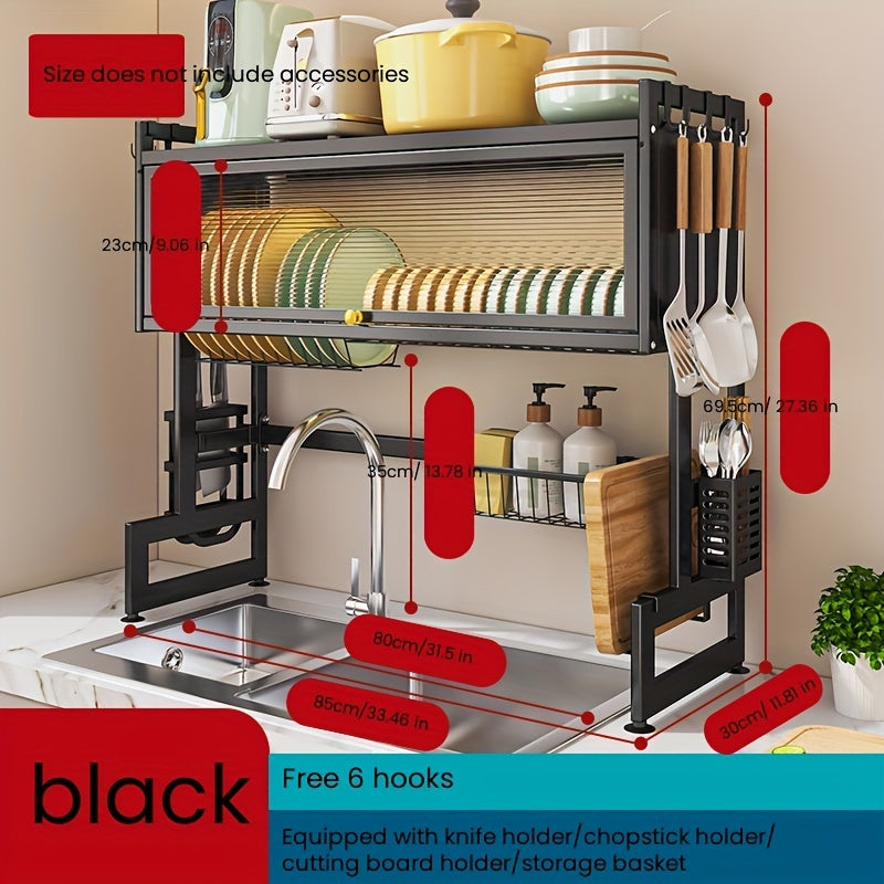 1pc Modern Metal Kitchen Sink Rack with Utensil Holder, Non-Electric Cabinet Door Organizer for Cookware and Dish Storage