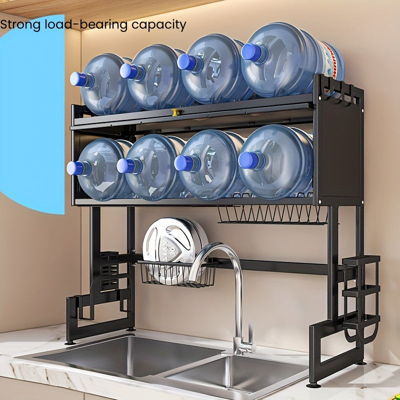 1pc Modern Metal Kitchen Sink Rack with Utensil Holder, Non-Electric Cabinet Door Organizer for Cookware and Dish Storage