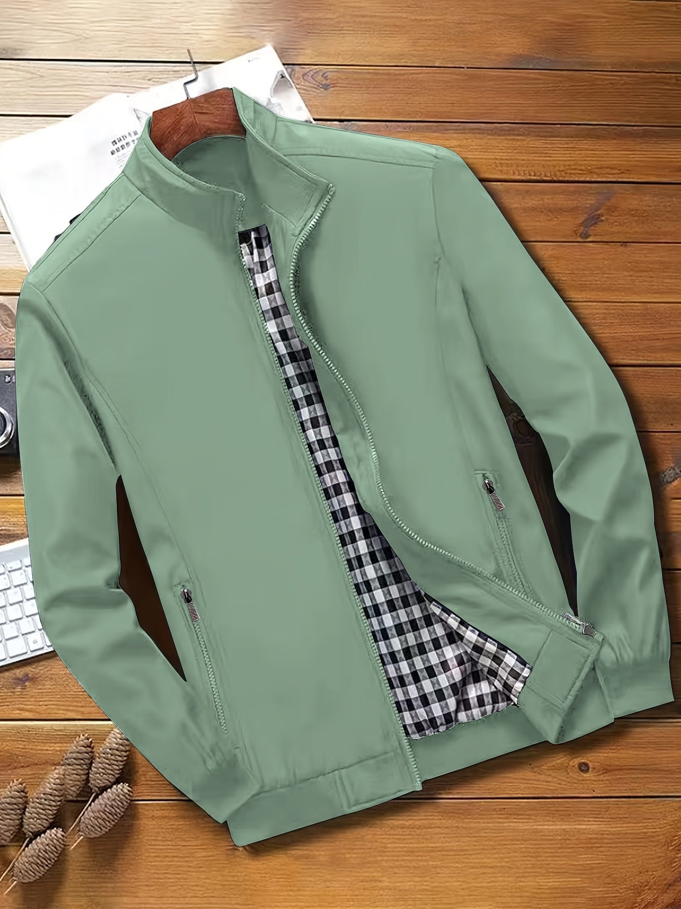 Casual Solid Color Zip-up Jacket - Men's Stylish Coat for Spring and Autumn Outdoors as Gift