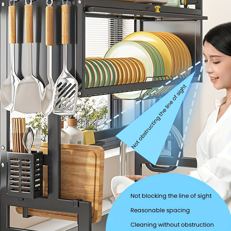 1pc Modern Metal Kitchen Sink Rack with Utensil Holder, Non-Electric Cabinet Door Organizer for Cookware and Dish Storage