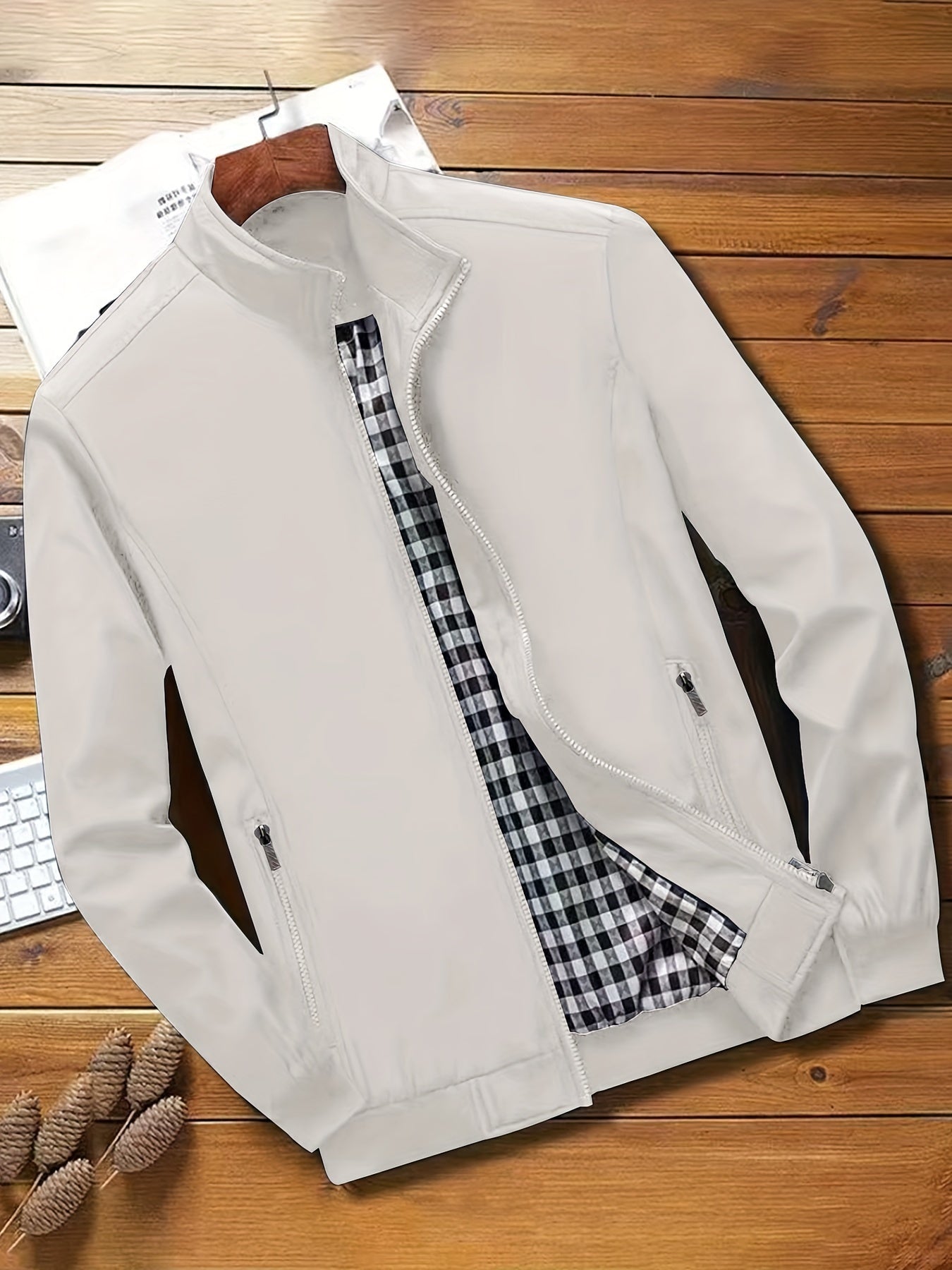 Casual Solid Color Zip-up Jacket - Men's Stylish Coat for Spring and Autumn Outdoors as Gift