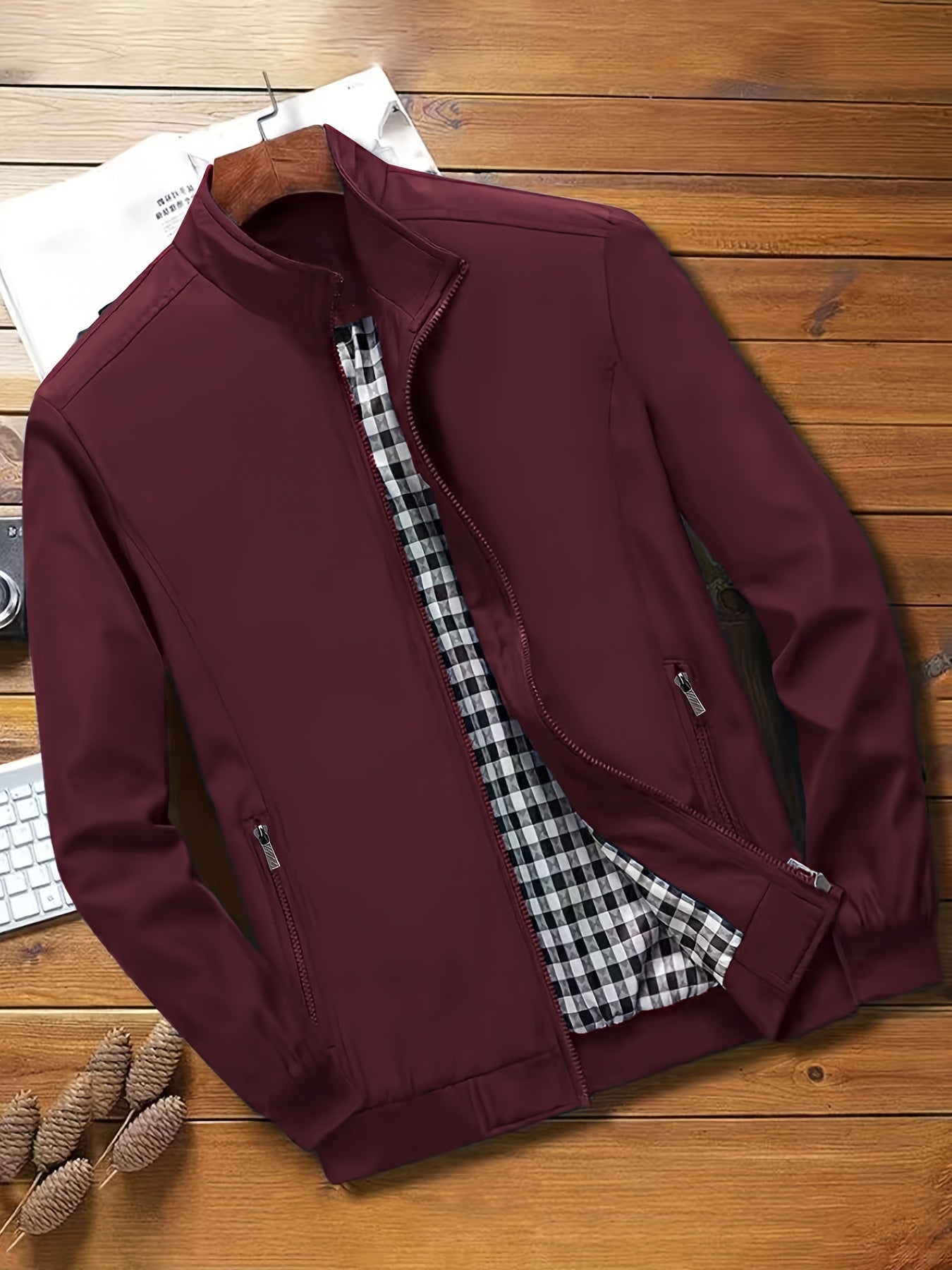 Casual Solid Color Zip-up Jacket - Men's Stylish Coat for Spring and Autumn Outdoors as Gift
