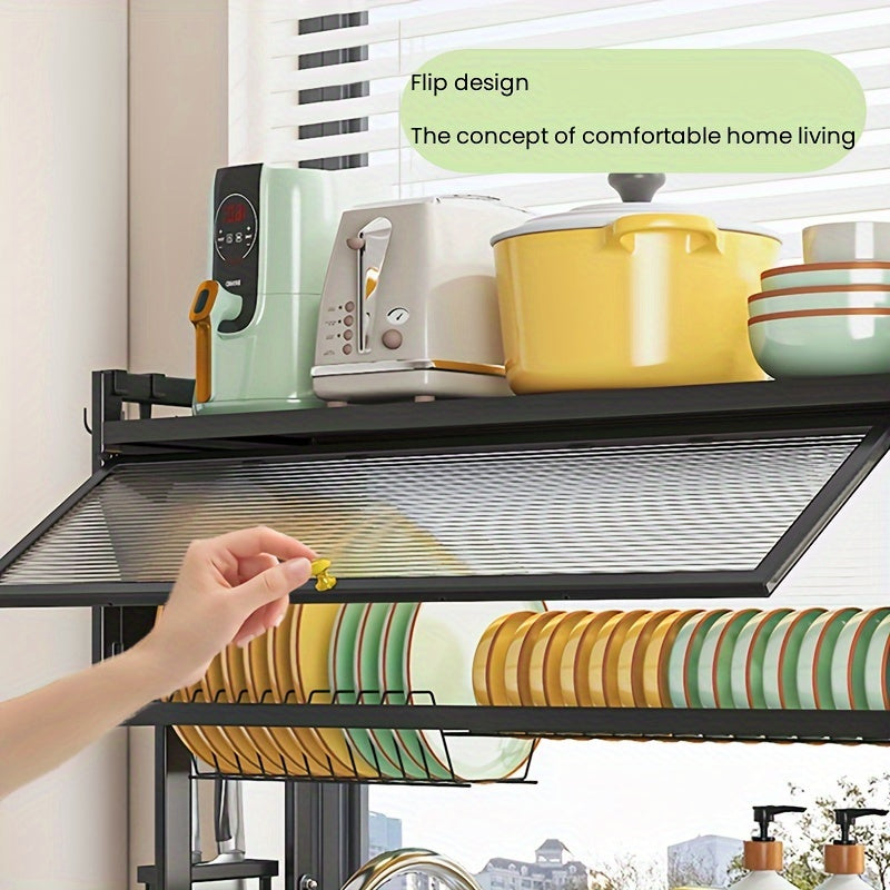 1pc Modern Metal Kitchen Sink Rack with Utensil Holder, Non-Electric Cabinet Door Organizer for Cookware and Dish Storage