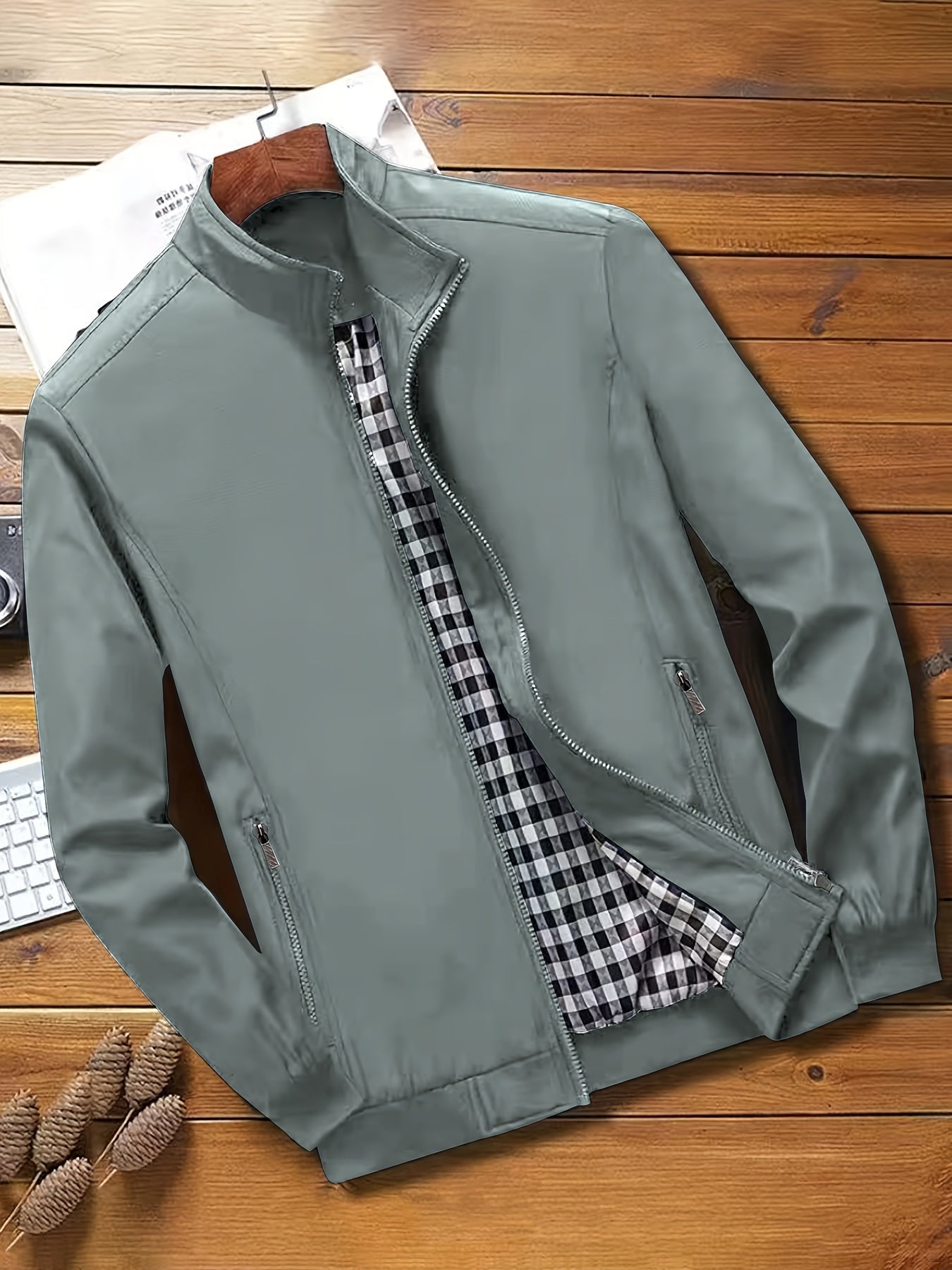 Casual Solid Color Zip-up Jacket - Men's Stylish Coat for Spring and Autumn Outdoors as Gift