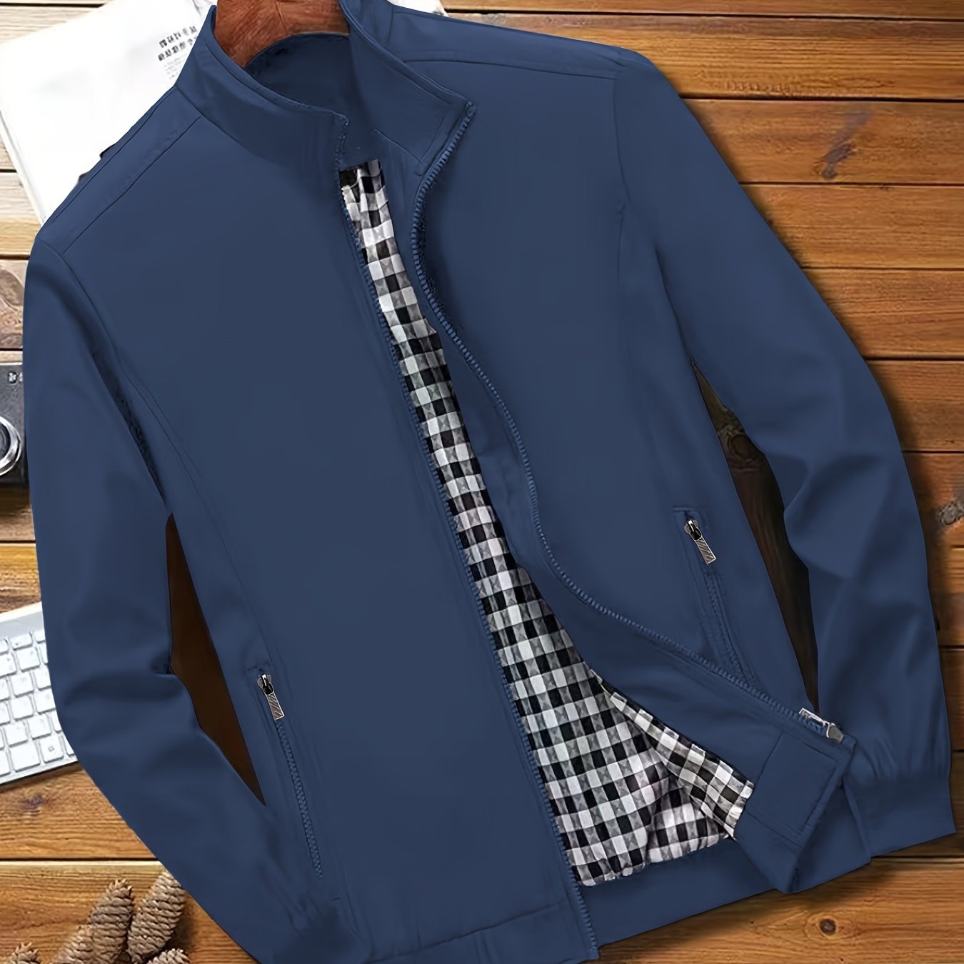 Casual Solid Color Zip-up Jacket - Men's Stylish Coat for Spring and Autumn Outdoors as Gift