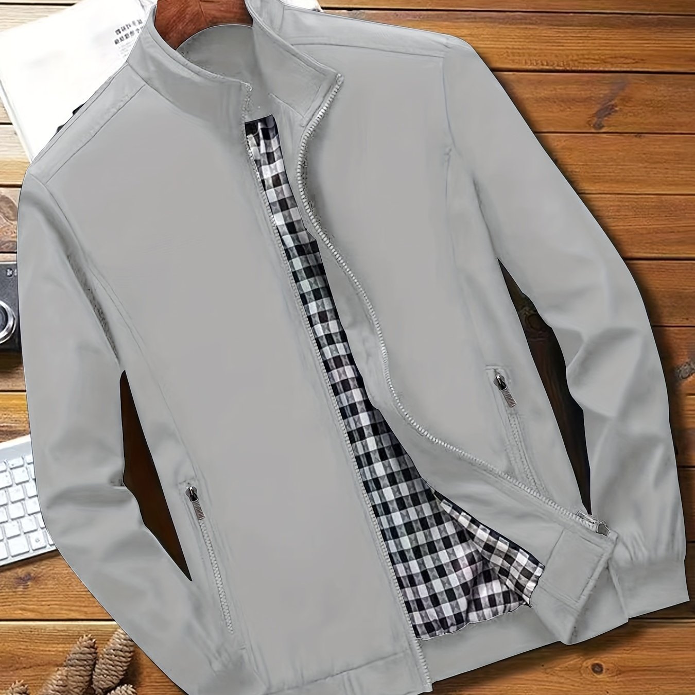 Casual Solid Color Zip-up Jacket - Men's Stylish Coat for Spring and Autumn Outdoors as Gift