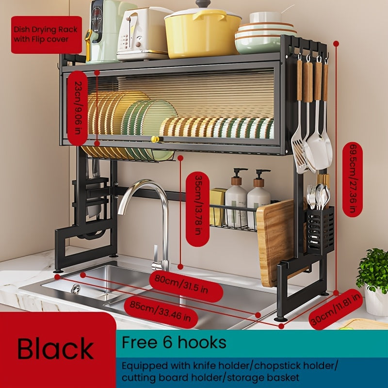 1pc Modern Metal Kitchen Sink Rack with Utensil Holder, Non-Electric Cabinet Door Organizer for Cookware and Dish Storage