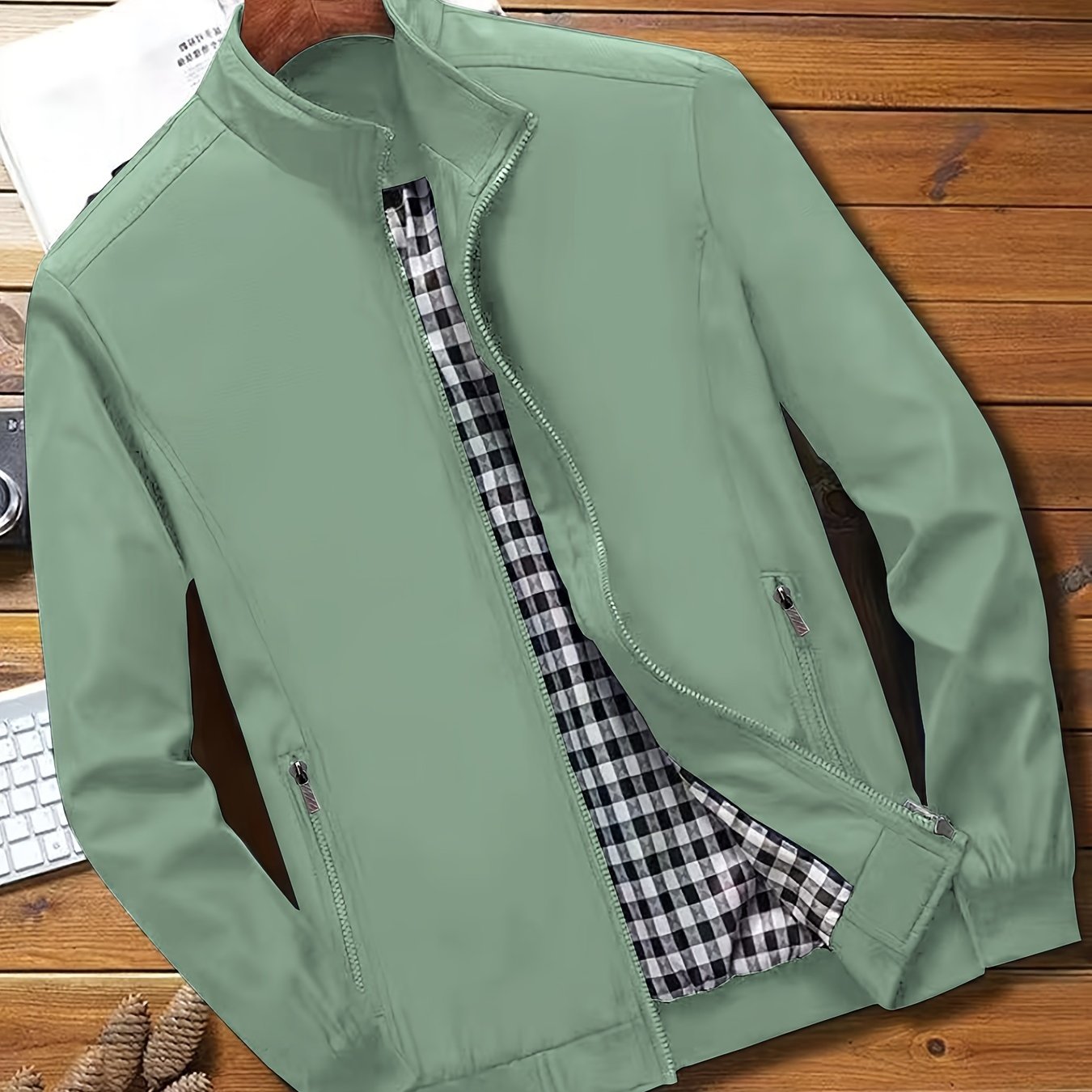 Casual Solid Color Zip-up Jacket - Men's Stylish Coat for Spring and Autumn Outdoors as Gift