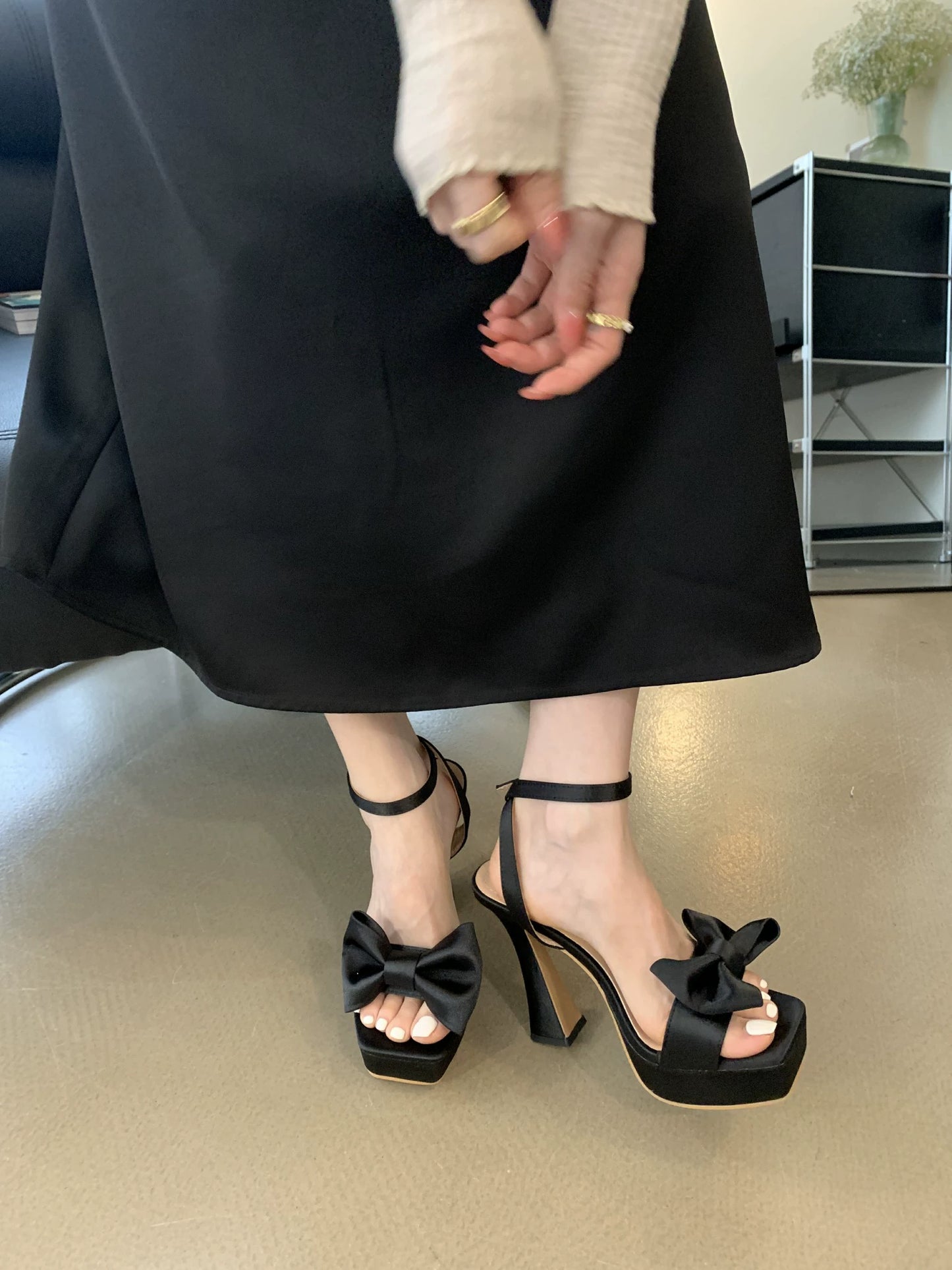 Open Toe Chunky Heel 13cm Platform Model Sandals