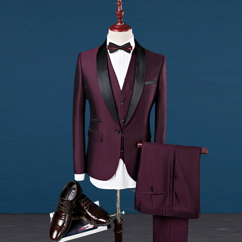 Contrast Color Host Performance Slim-Fit Green Collar Suit