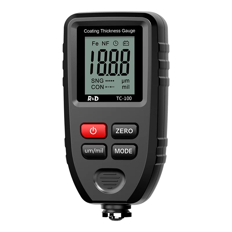 R&D TC100 Coating Thickness Gauge 0.1micron/0-1300 Car Paint Film Thickness Tester Measuring FE/NFE Russian Manual Paint Tool