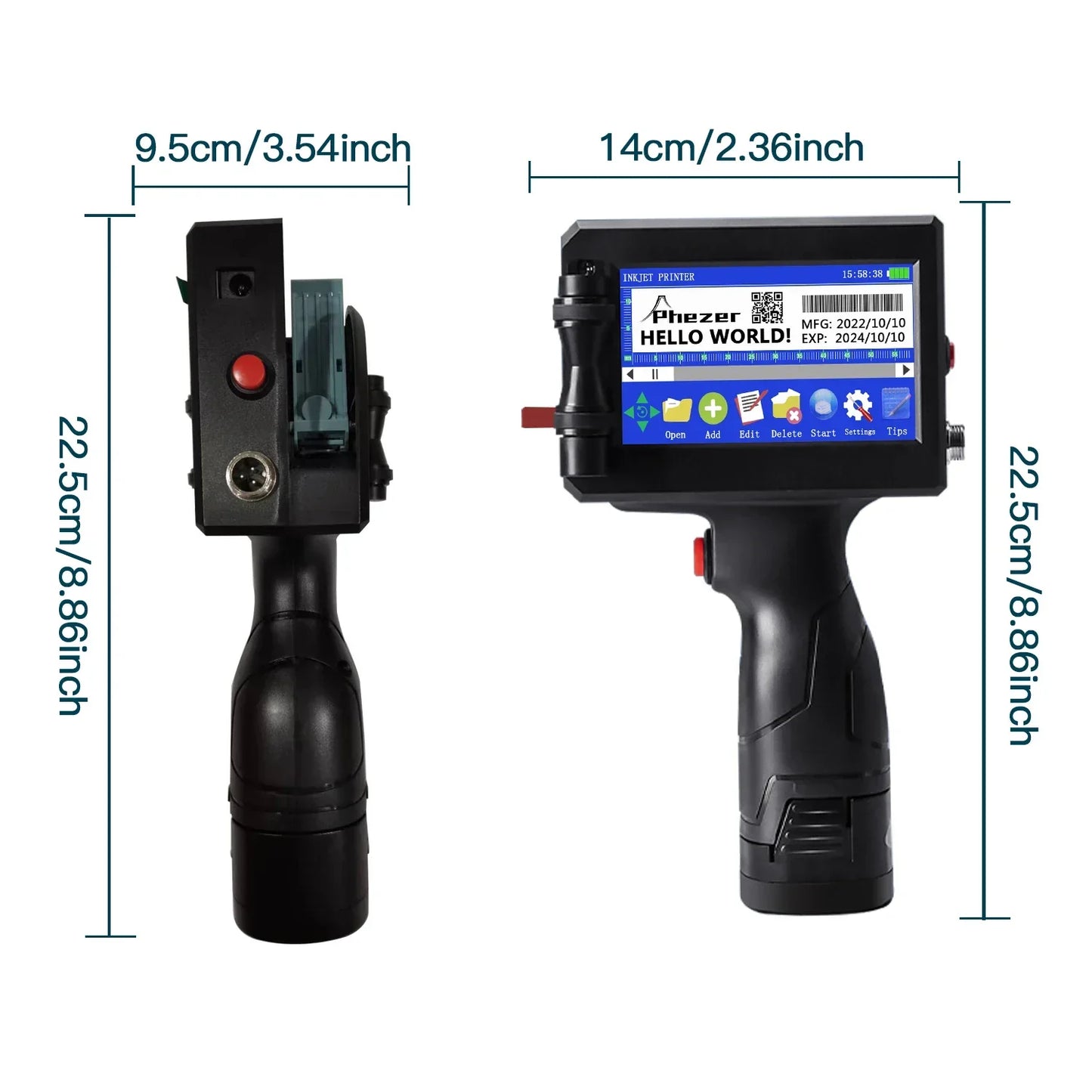 Phezer P15 QR Bar Batch Code Date Number Logo Expiry Date Label Printer 12.7mm Handheld Inkjet Printer 28 Languages Portable
