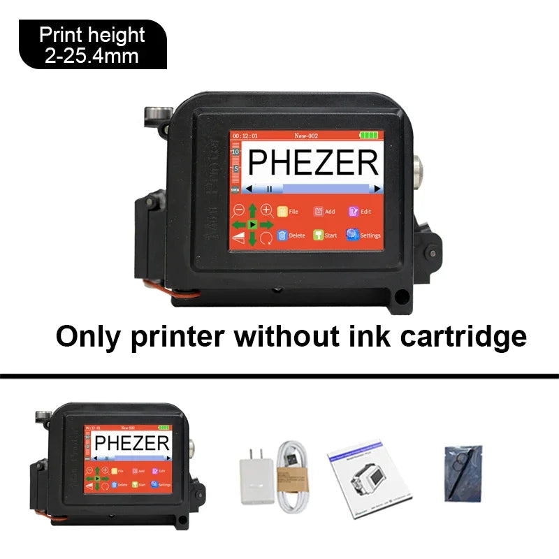 Phezer 30 Languages 12.7/25.4mm PC11Plus Mini Printer Portable Printer QR Bar Code Date Logo Expiry Date Handheld Inkjet Printer