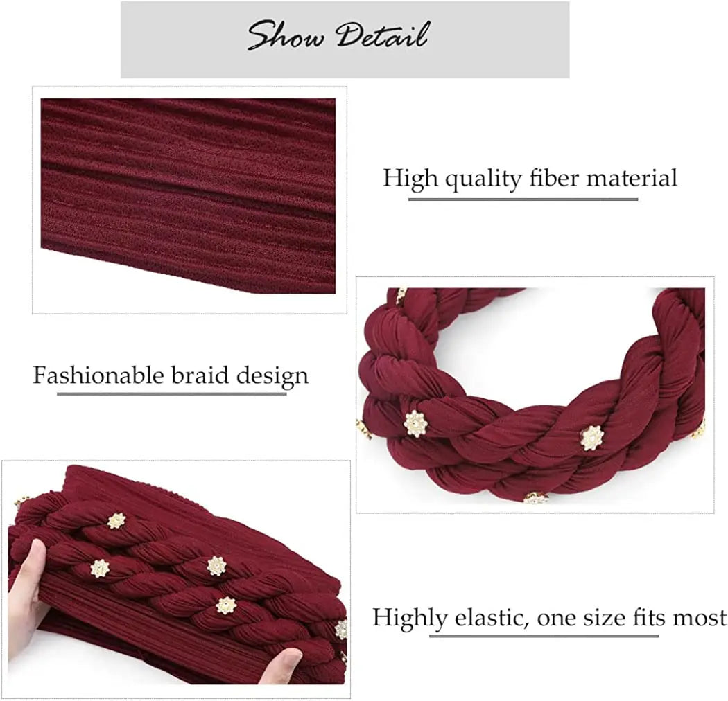 Double Braid Diamonds Halo Turban Cap Lady Cancer Chemo Caps Female Beanie Bonnet Hair Loss Cover African Head Wraps