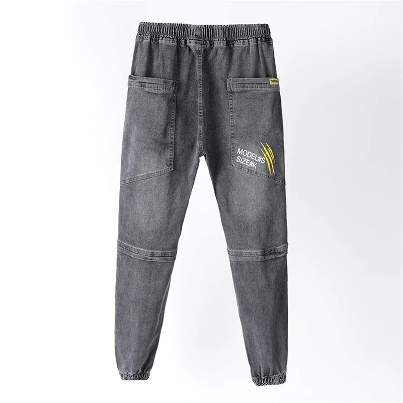 New Winter Men Warm Thermal Black Blue Cargo Jeans Fleece Streetwear Denim Jogger Pants Thick Fur Baggy Harem Trousers Plus Size