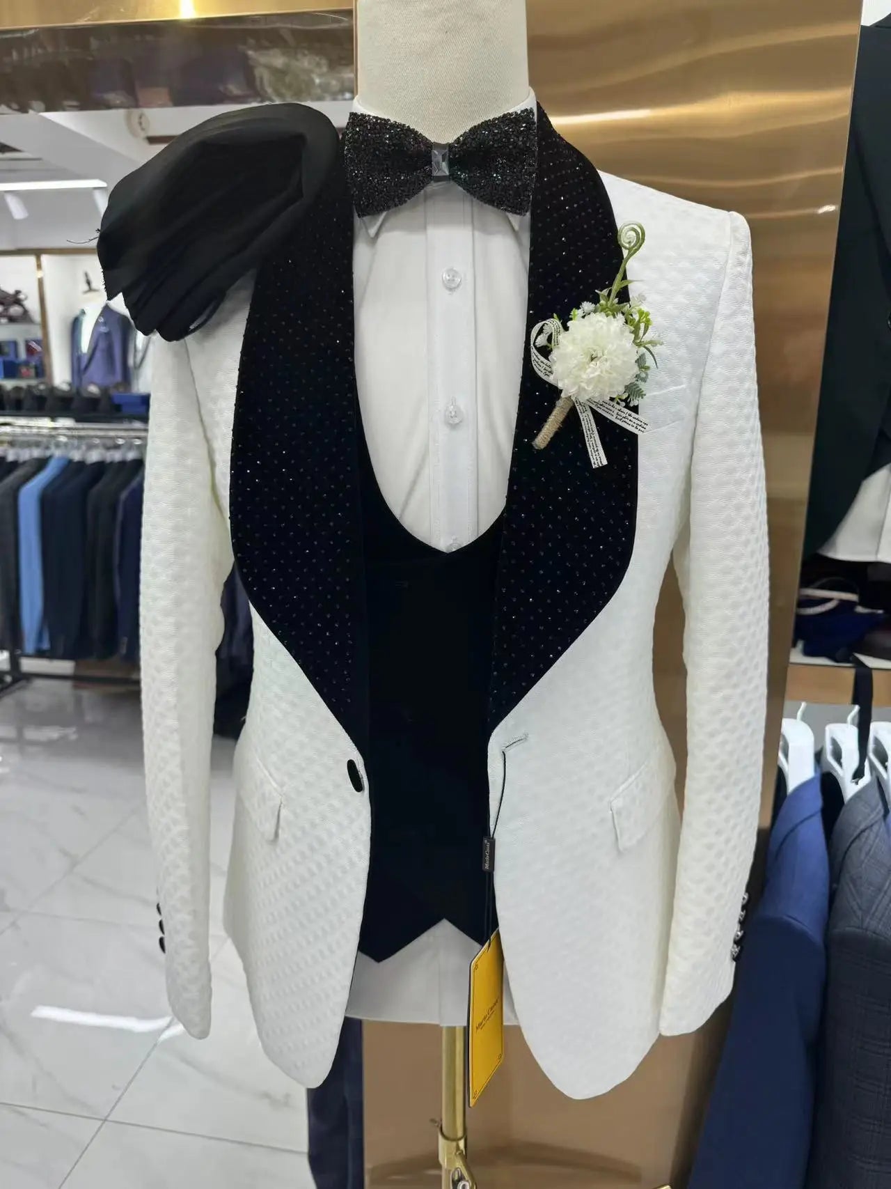 Man Suit Fine Pressed Diamond Men's Wedding Casual Host Suit 3 Pieces Wedding Suits for Men