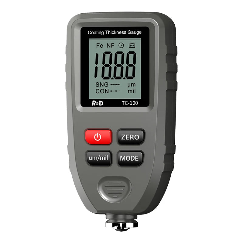 R&D TC100 Coating Thickness Gauge 0.1micron/0-1300 Car Paint Film Thickness Tester Measuring FE/NFE Russian Manual Paint Tool