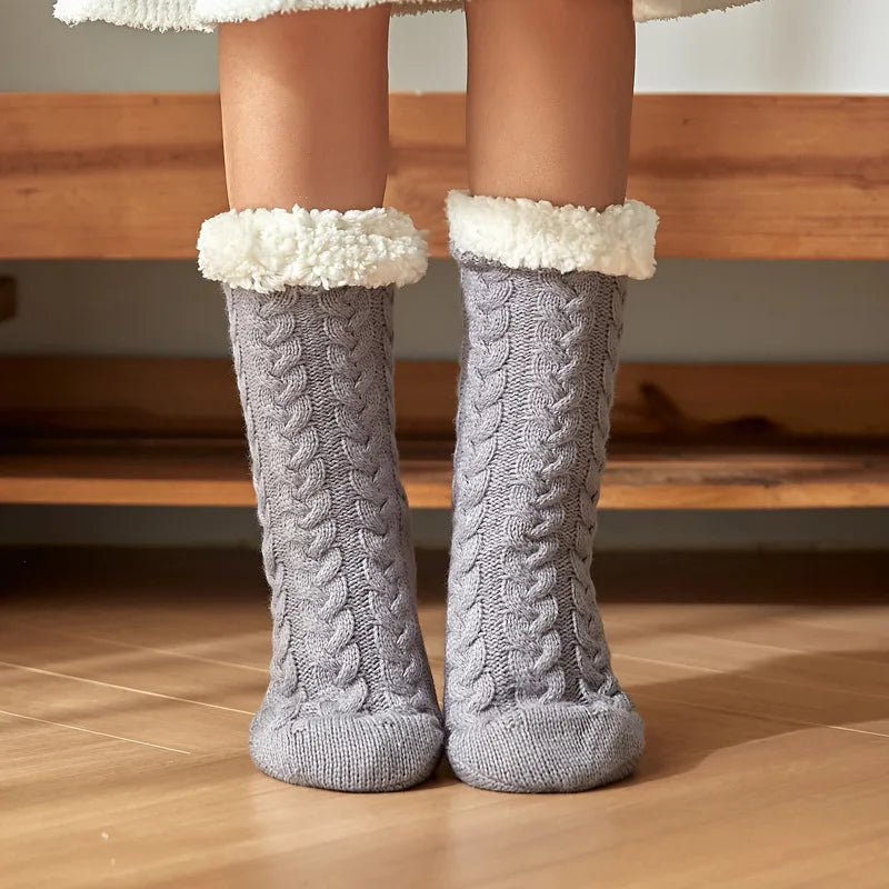 Fuzzy Slippers Socks Women Winter Plush Anti non slip Grip Soft Floor Sock Female thick Fluffy Sleeping Short Thermal Sock