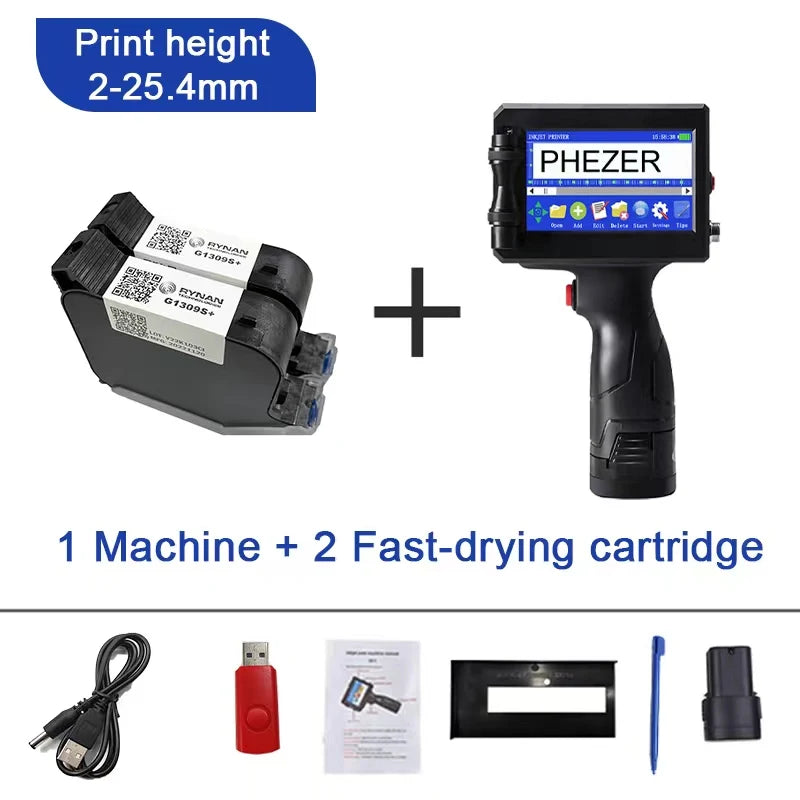 Phezer P15 QR Bar Batch Code Date Number Logo Expiry Date Label Printer 12.7mm Handheld Inkjet Printer 28 Languages Portable