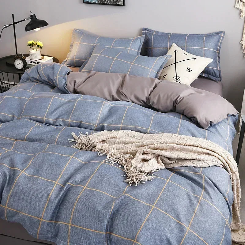 New Fashion Print Queen Size Bedding Set King Size Daisy Printed Duvet Cover Set with Flat Sheets Cozy Durable Bedding Sets