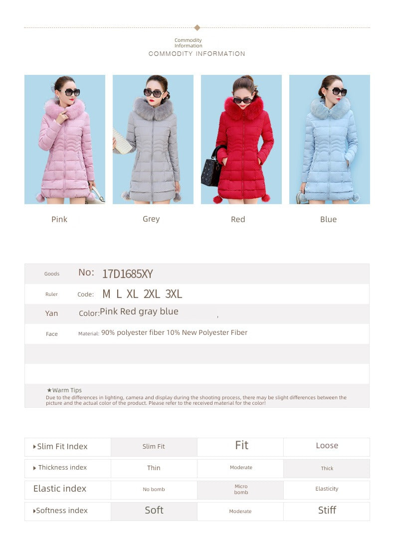 off-Season Clearance Mid Length Long Length Special Offer Slim-Fitting Cotton-Padded Jacket