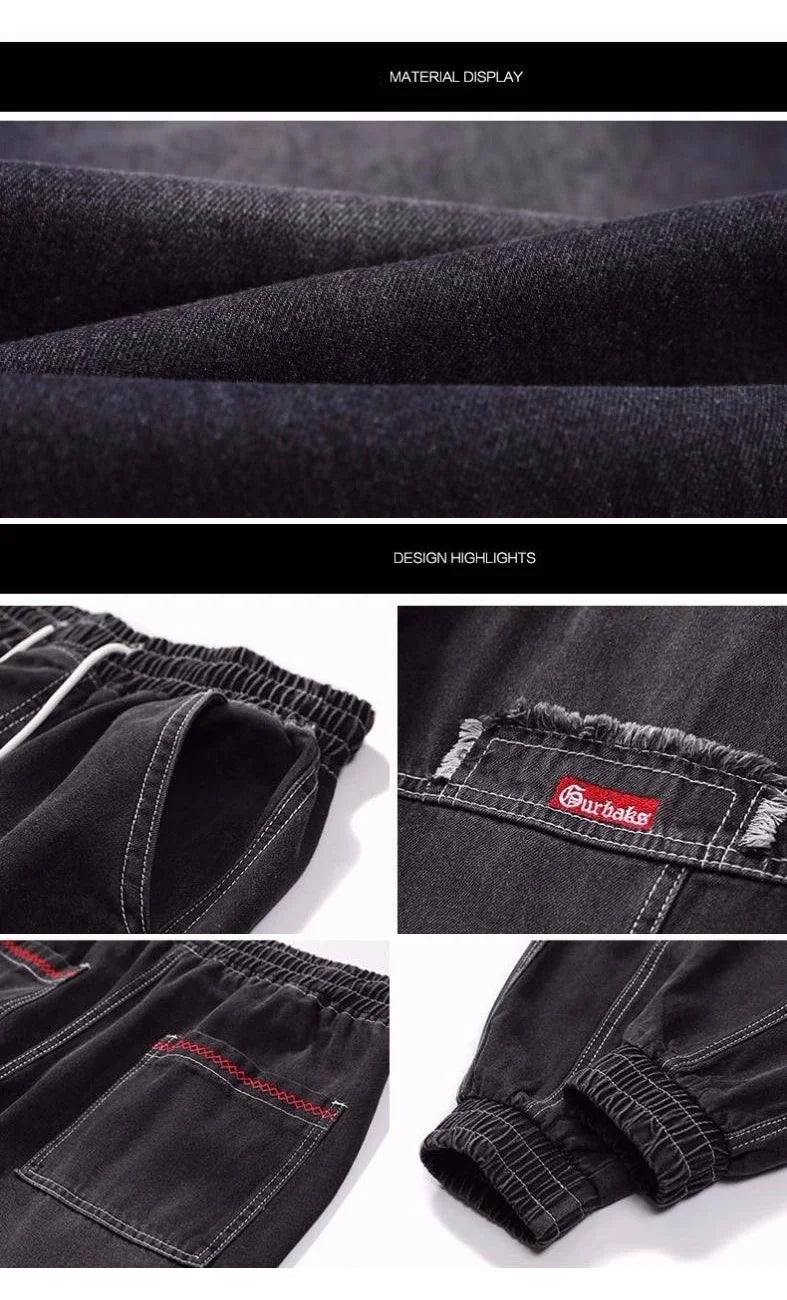 Fashionable Hip Hop Men's Cargo Pants - Elastic Waist Harem Joggers with Ankle Band Streetwear Ankle-Length Pants Plus Size 5XL