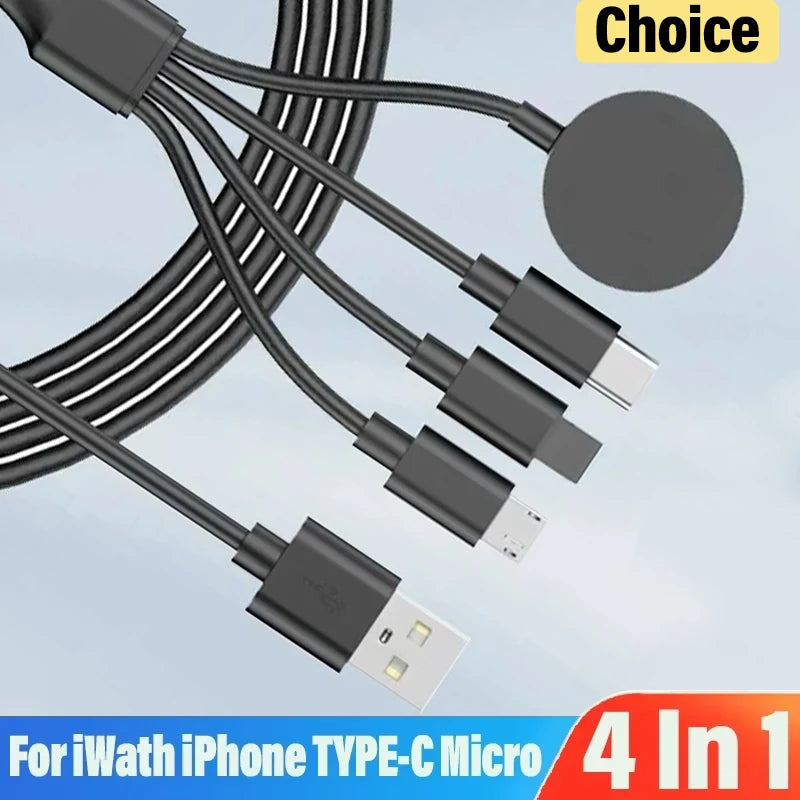 4 In 1 Magnetic Wireless Charger USB Type C PD Charging Cable Fast Watchfor iPhone 14 /Android Apple Watch iWatch 1-9 Ultra SE