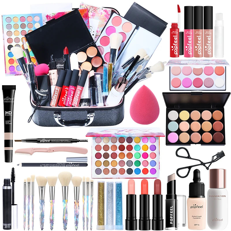 POPFEEL All In One Makeup Kit for Women Full Kit Set, All in One Makeup Sets Include Eyebrow Eyeliner Eyeshadow
