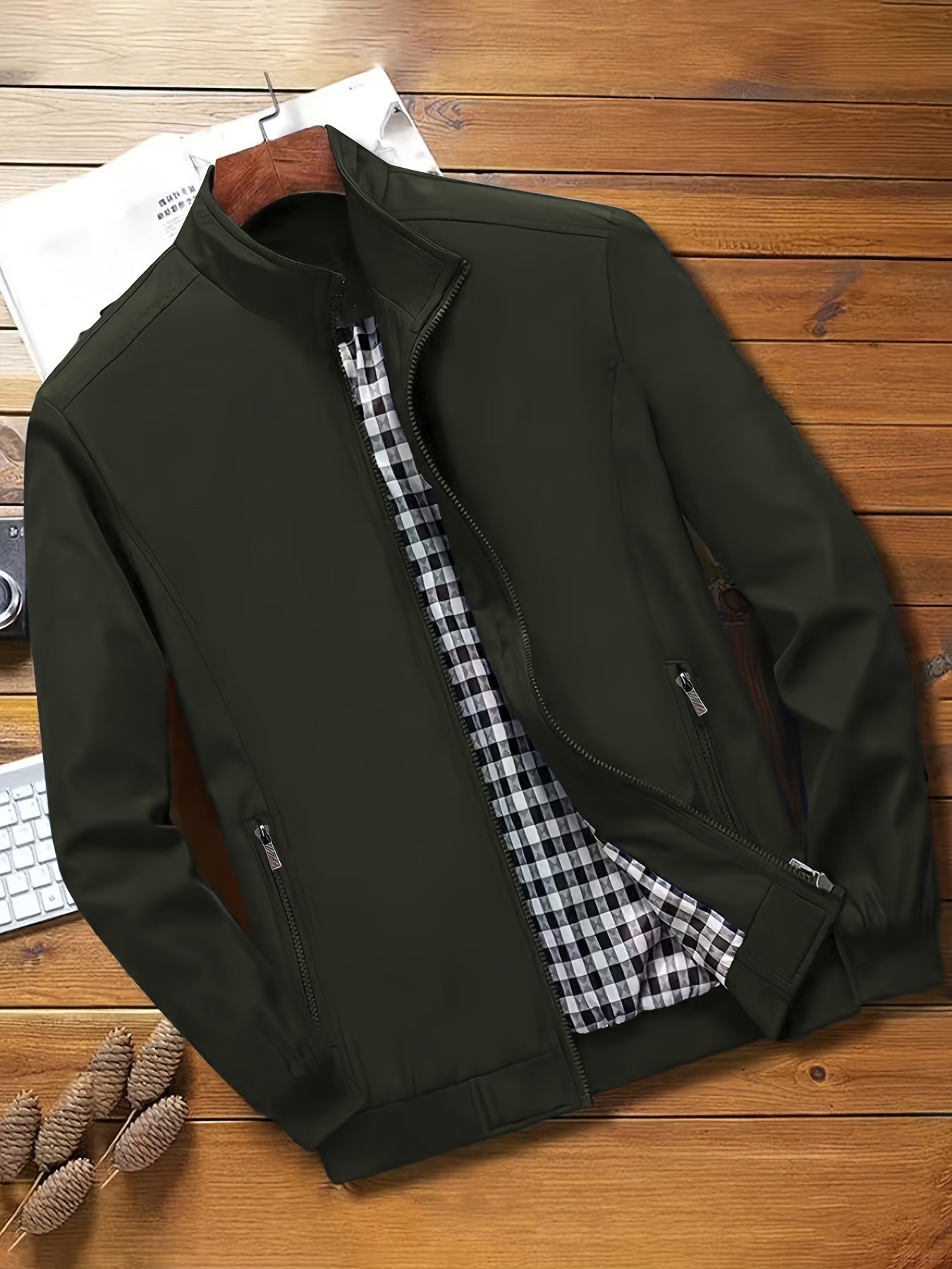 Casual Solid Color Zip-up Jacket - Men's Stylish Coat for Spring and Autumn Outdoors as Gift