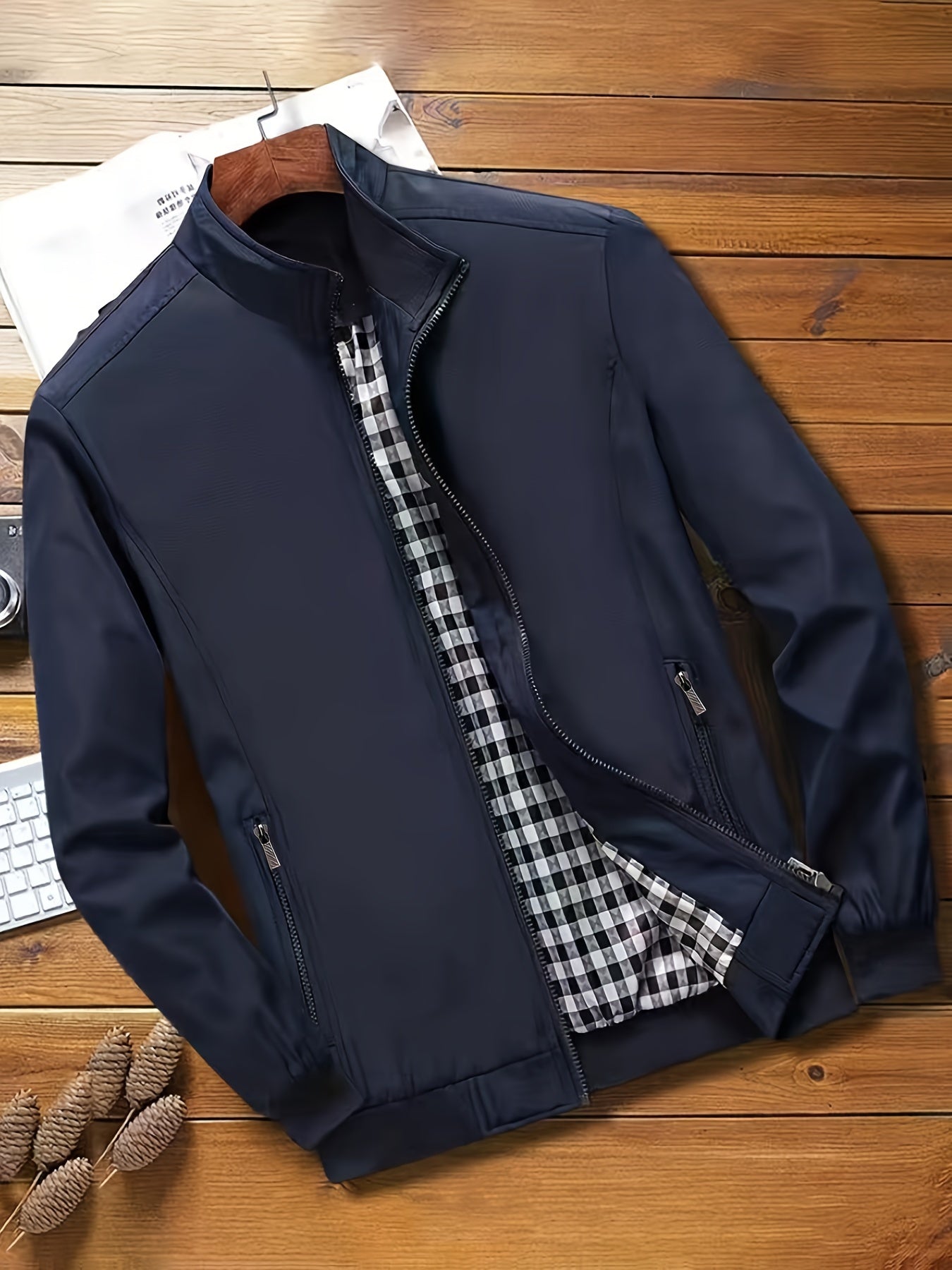 Casual Solid Color Zip-up Jacket - Men's Stylish Coat for Spring and Autumn Outdoors as Gift