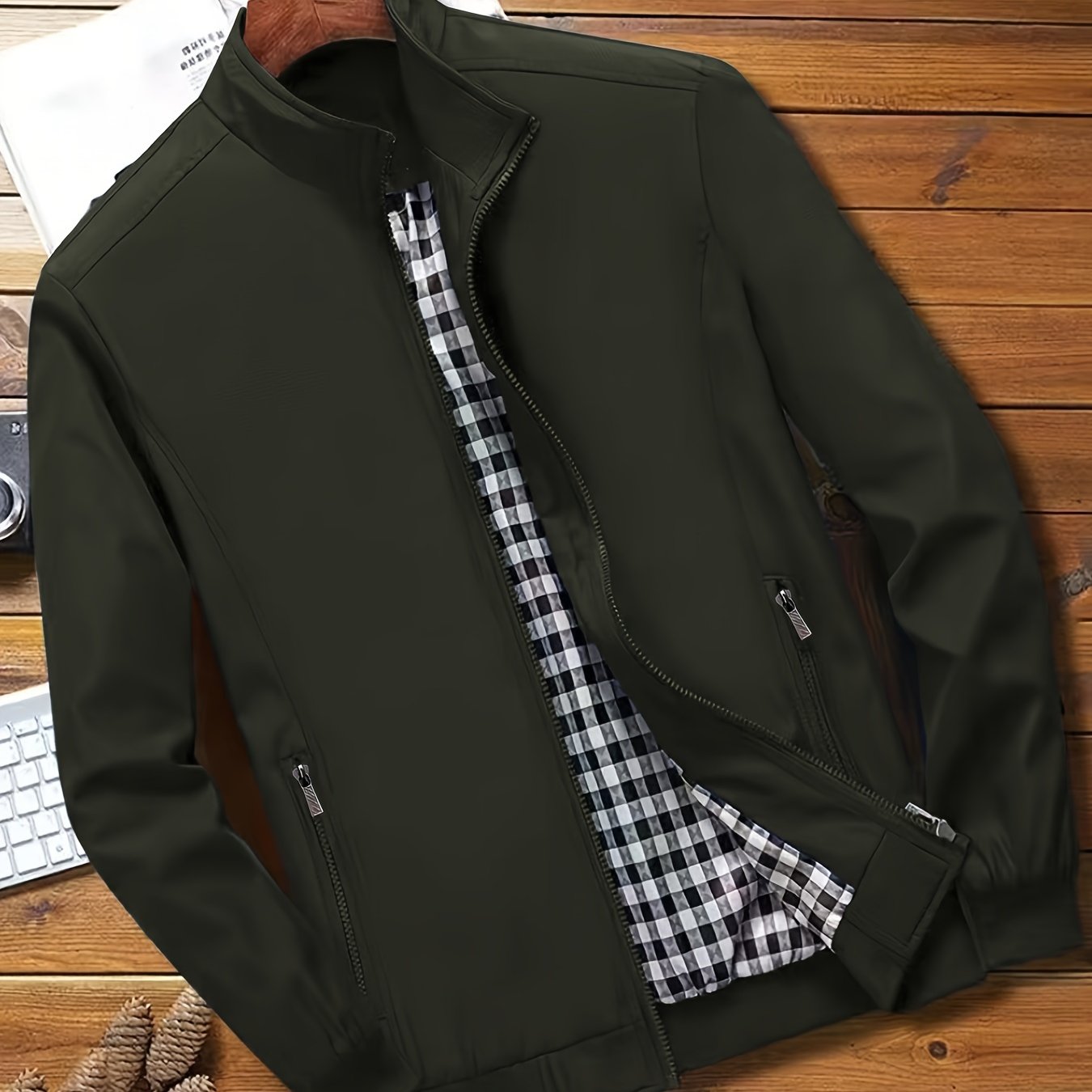 Casual Solid Color Zip-up Jacket - Men's Stylish Coat for Spring and Autumn Outdoors as Gift