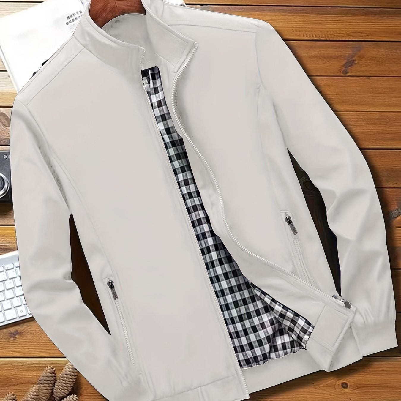 Casual Solid Color Zip-up Jacket - Men's Stylish Coat for Spring and Autumn Outdoors as Gift