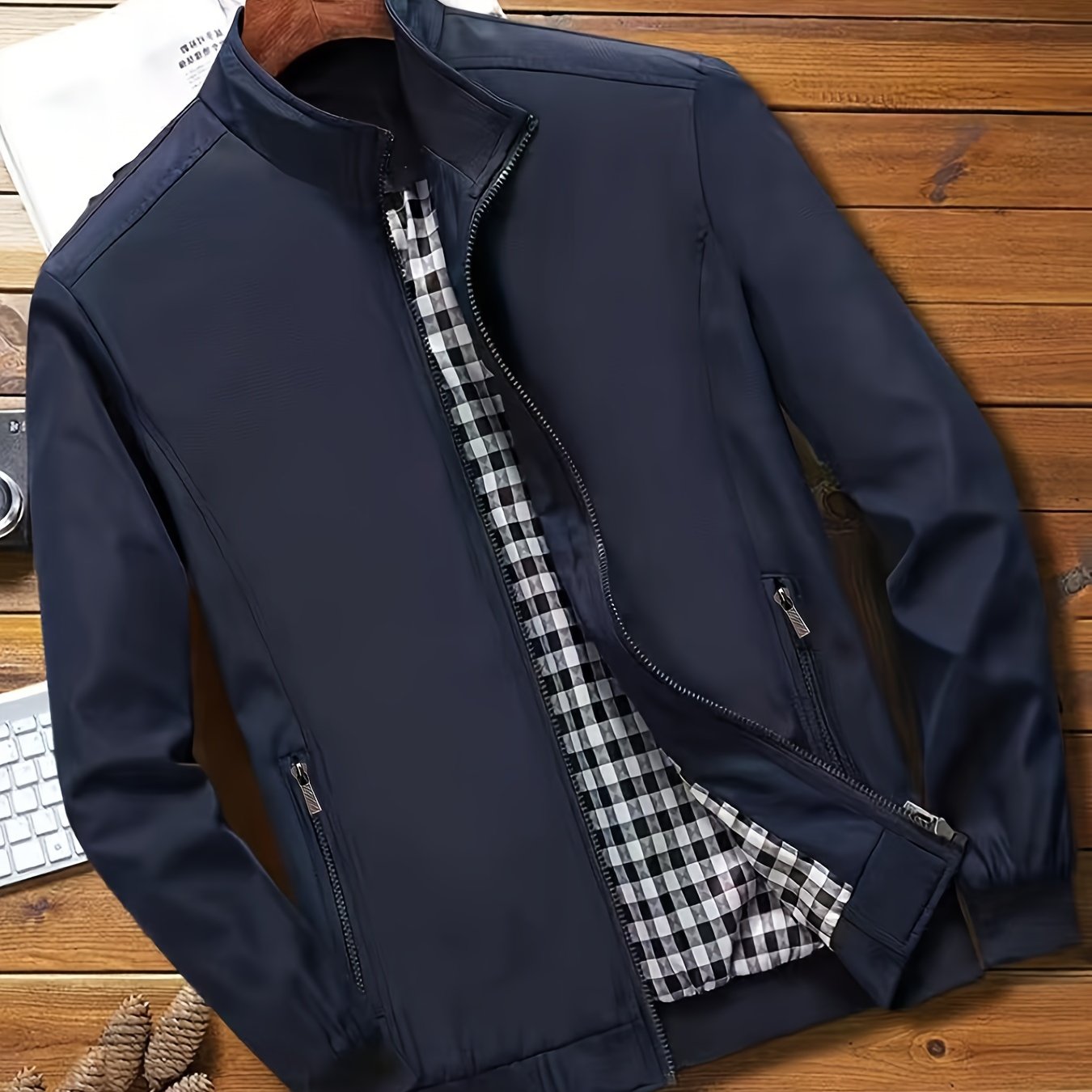Casual Solid Color Zip-up Jacket - Men's Stylish Coat for Spring and Autumn Outdoors as Gift
