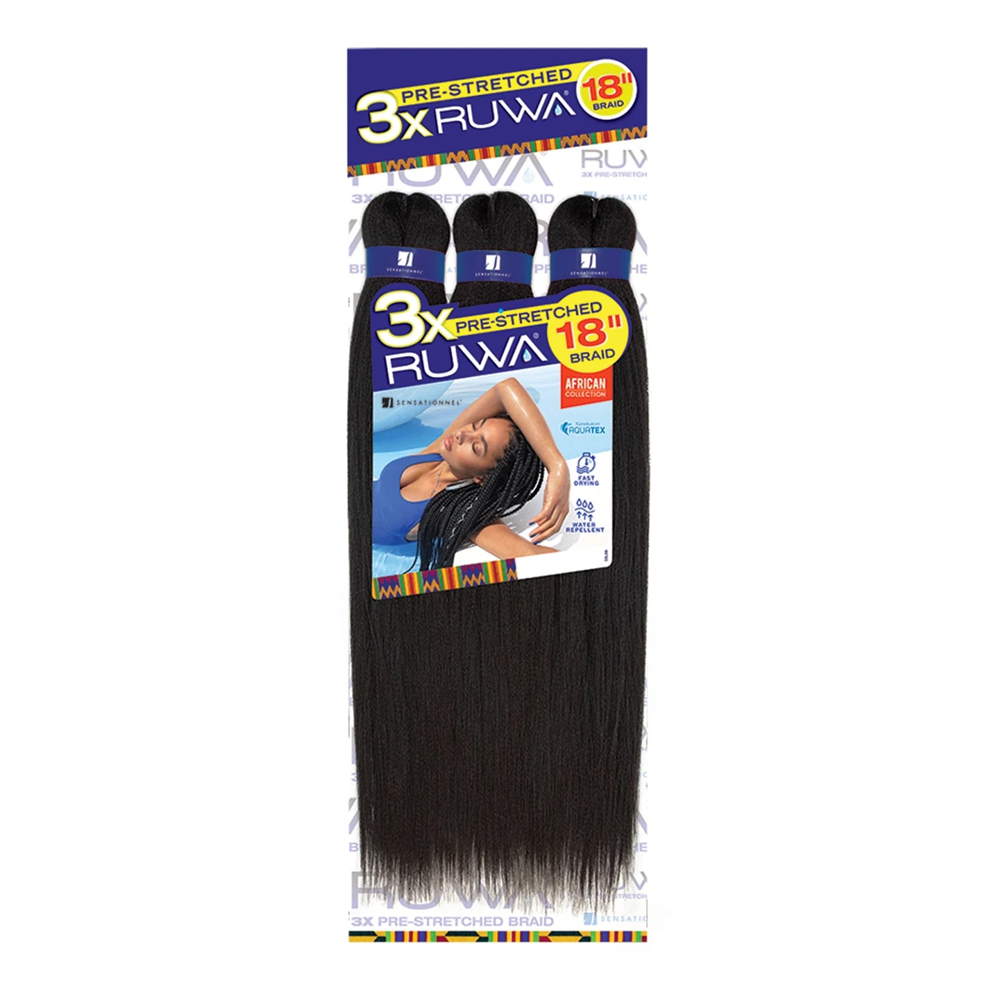 Sensationnel Ruwa Braids X-Pression 3X Pre-Stretched Braid 18" - Water Repellent, Lightweight and Soft