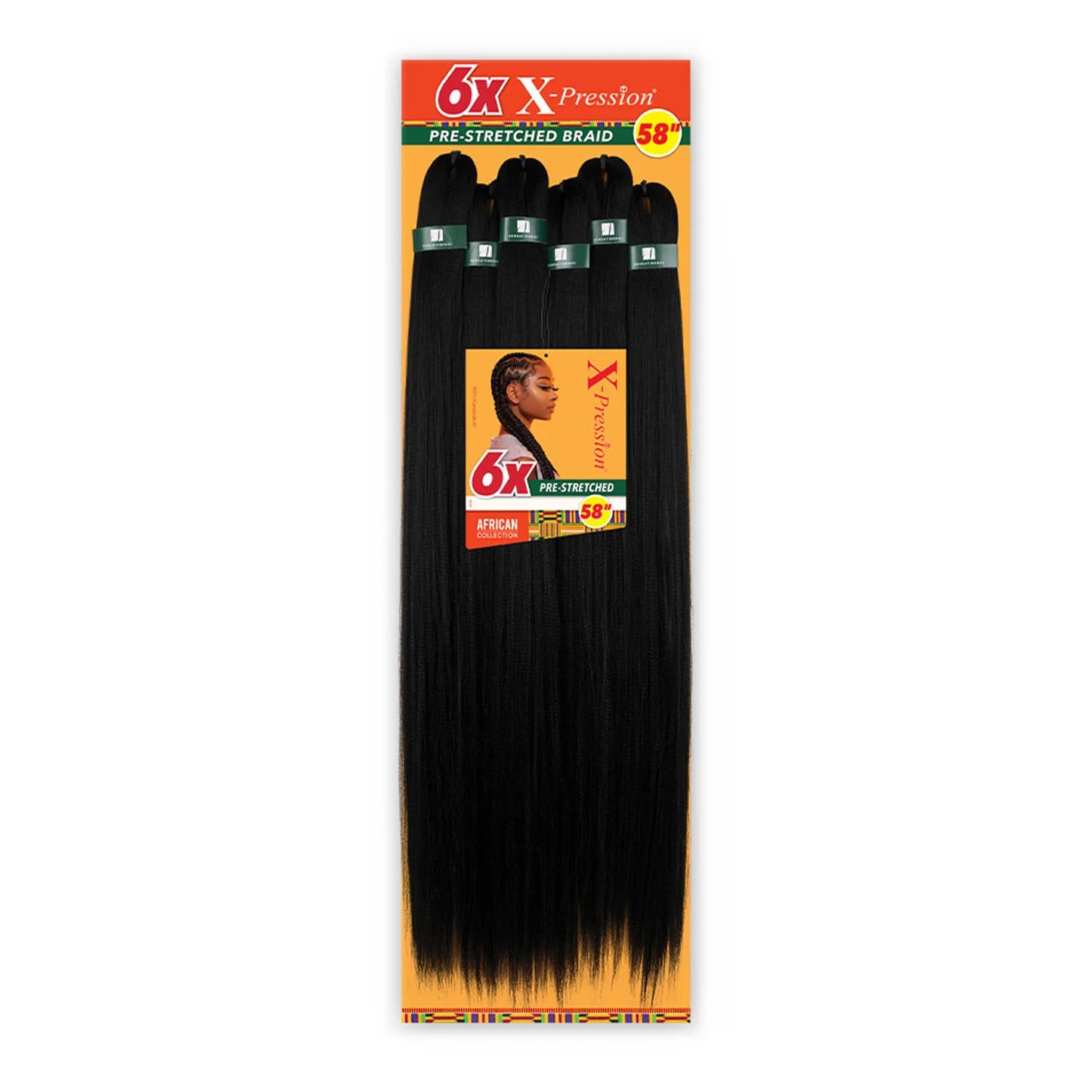 Sensationnel African Collection Braids 6X X-Pression Pre-Stretched Braid 58" - Lightweight, Long-Lasting