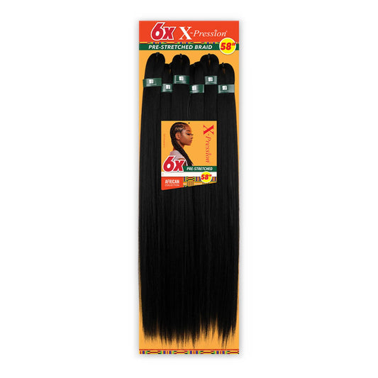 Sensationnel African Collection Braids 6X X-Pression Pre-Stretched Braid 58" - Lightweight, Long-Lasting