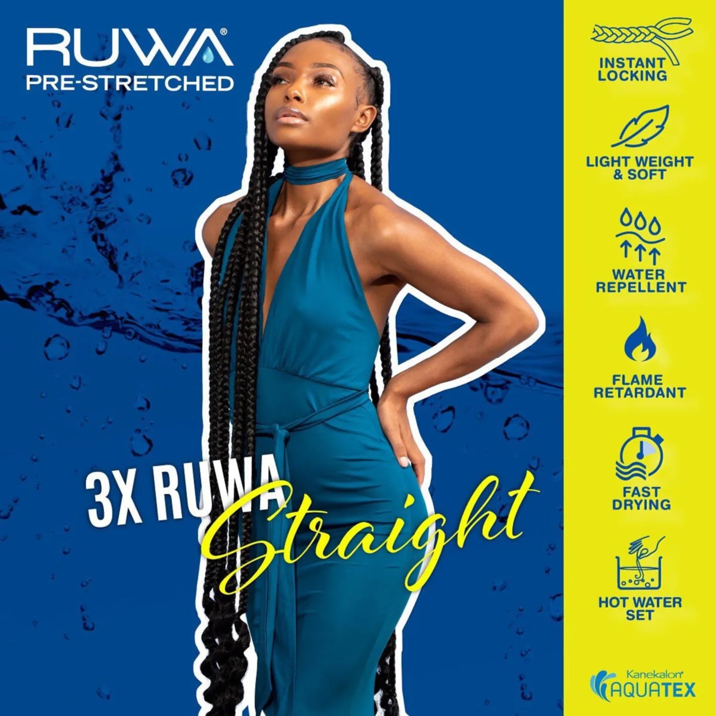 Sensationnel Ruwa Braids X-Pression 3X Pre-Stretched Braid 18" - Water Repellent, Lightweight and Soft