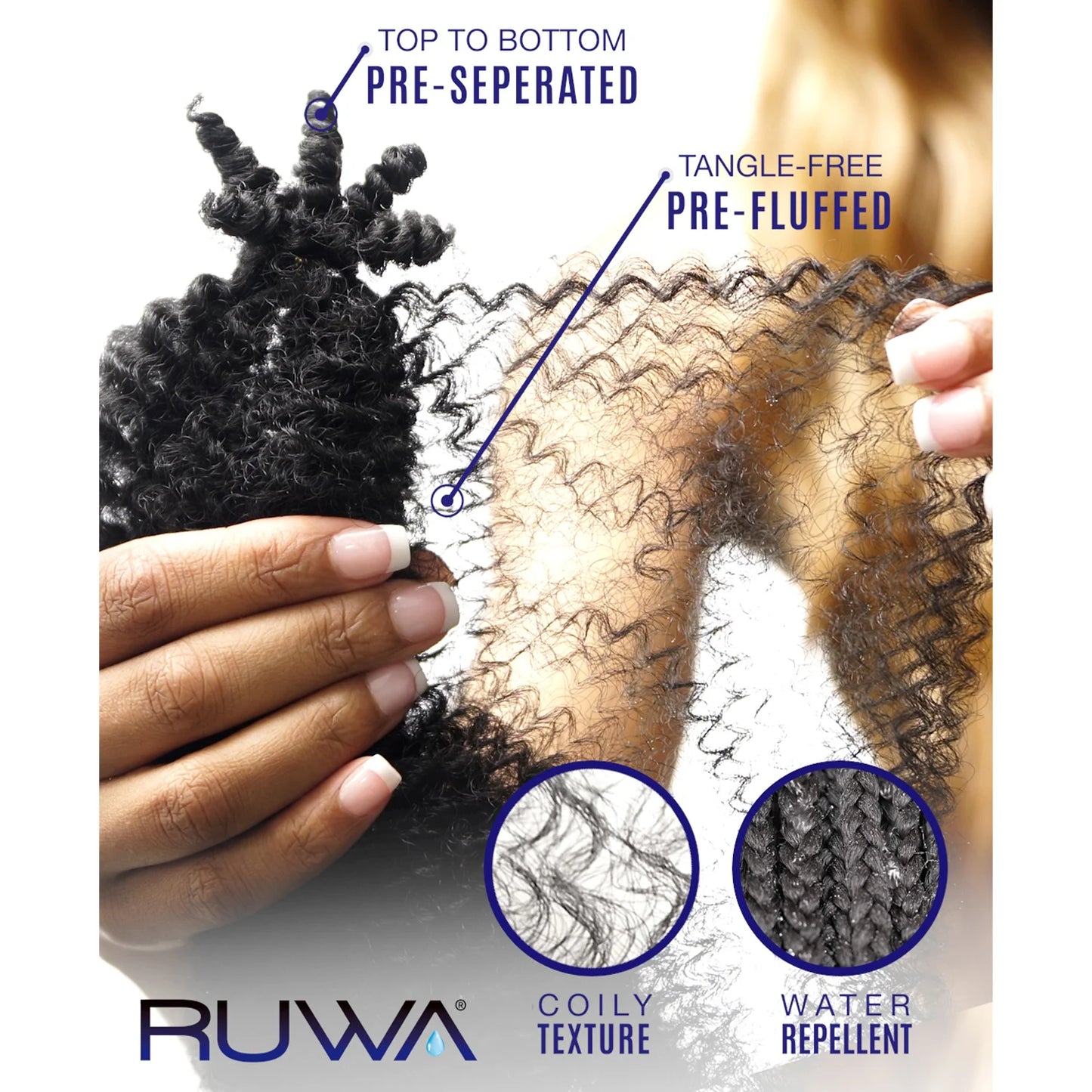 Sensationnel Ruwa Braids X-Pression 3X Pre-Stretched Braid Afro Twist 16" - Easy & Fast Styling, Fast Drying