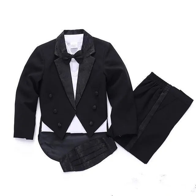 2023 Baby Boy Classic Tuxedo black/white suits Infant Baptism Wedding Suit Toddler Formal Party Christening Church Outfit  4PCS