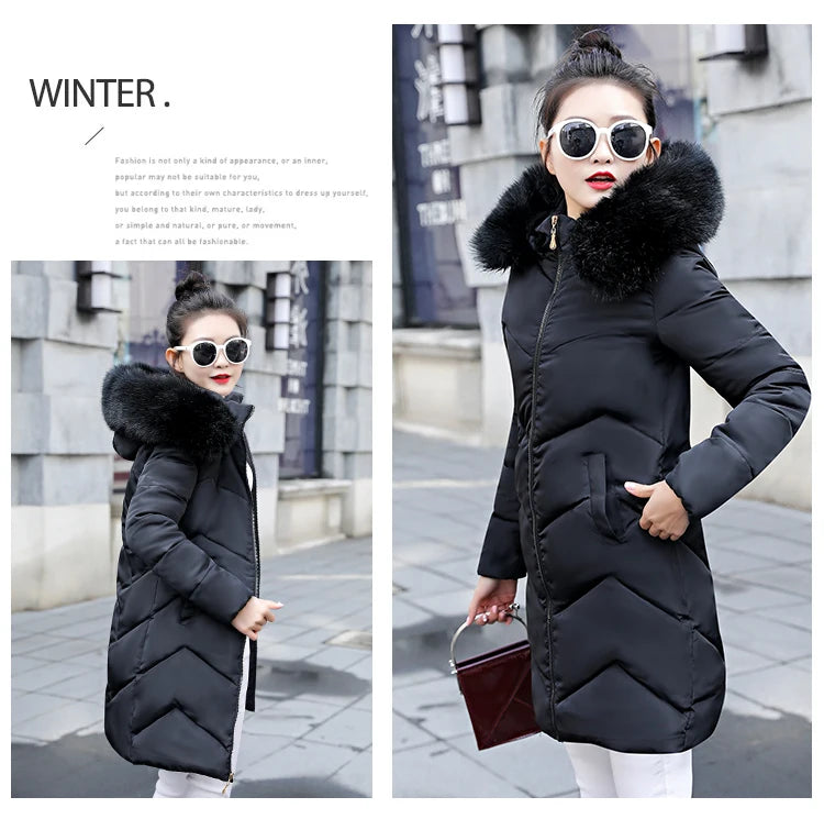 Autumn Warm Female Jacket Korean New 2024 Hooded Winter Jacket Women Parkas Female Long Outerwear Cotton Winter Coat Women