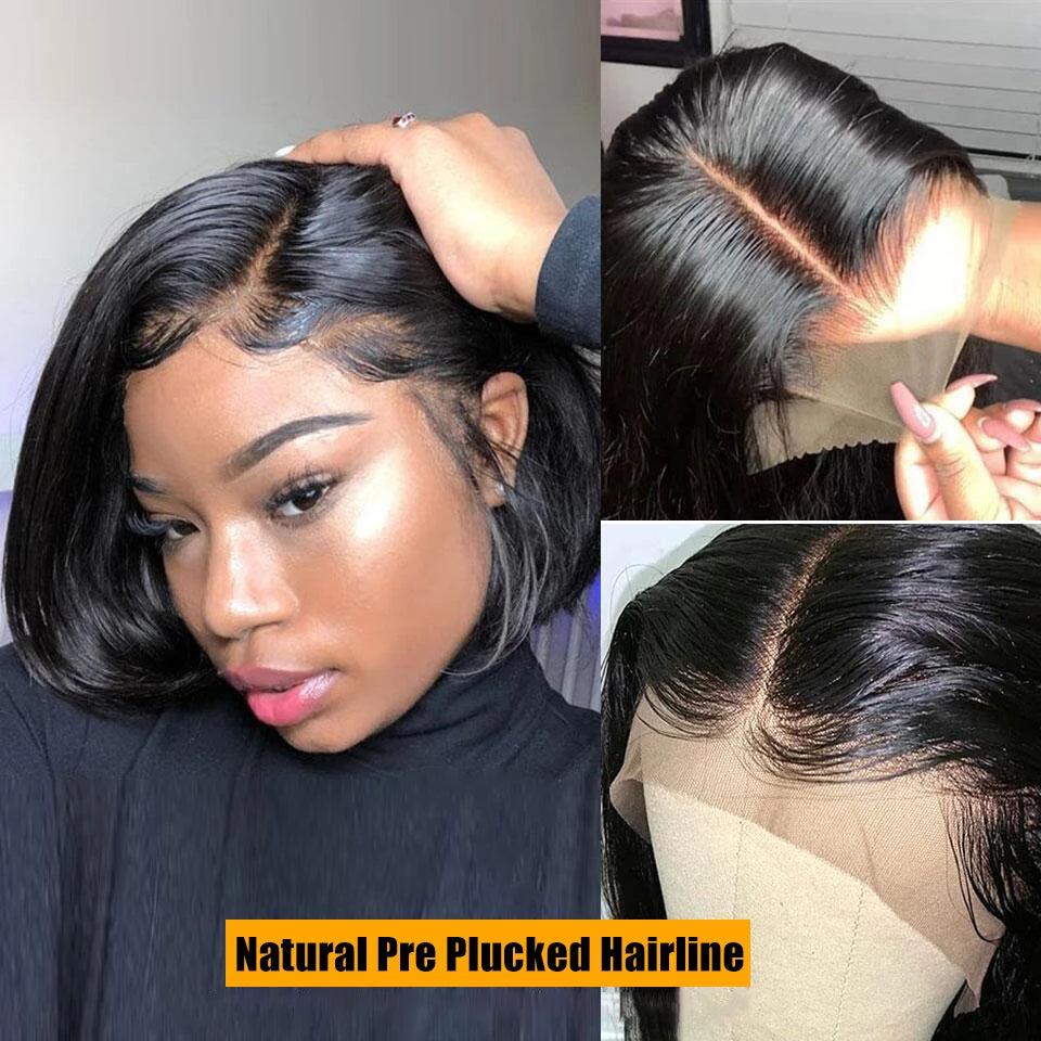 Brazilian 13*4 Lace Front Wig Short Human Hair Wigs Remy Hair 4*4 Lace Short Bob Straight Wig Wigs for Women Swiss Lace QT Hair