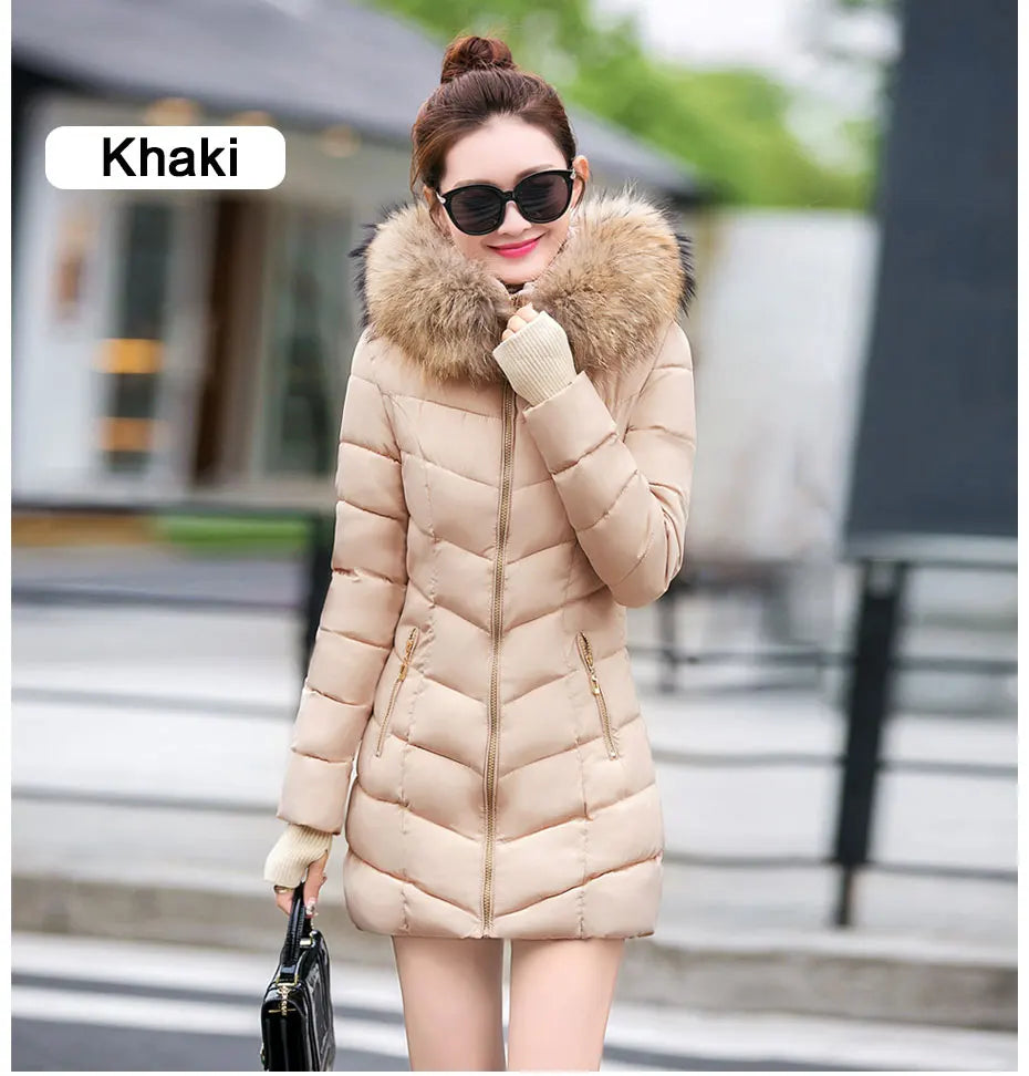 Fashion Winter Jacket Women Big Fur Belt Hooded Thick Down Parkas X-Long Female Jacket Coat Slim Warm Winter Outwear 2019 New