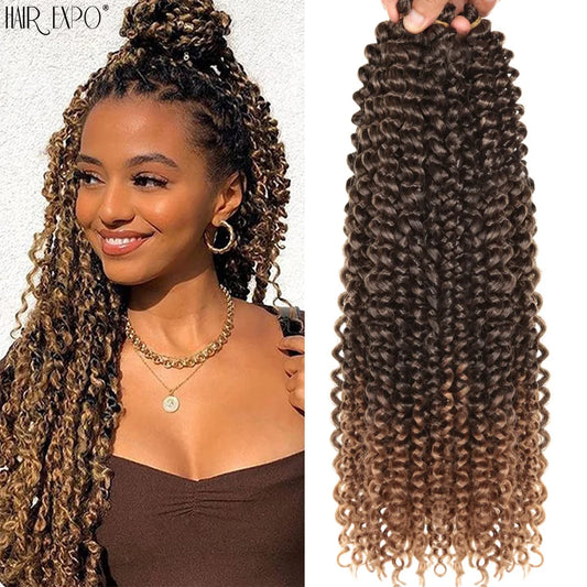 22"Passion Twist Crochet Hair Synthetic Braiding Hair Pre-Looped Water Hair Extensions Ombre Pre-Twisted Braids Hair Expo City