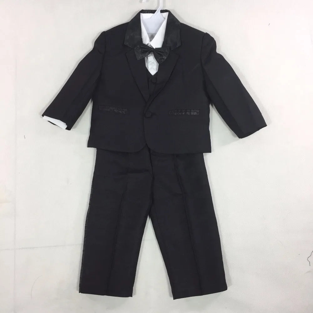 2023 Baby Boy Classic Tuxedo black/white suits Infant Baptism Wedding Suit Toddler Formal Party Christening Church Outfit  4PCS