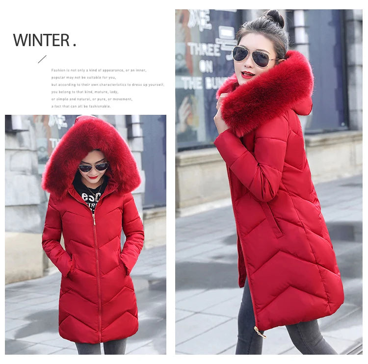 Autumn Warm Female Jacket Korean New 2024 Hooded Winter Jacket Women Parkas Female Long Outerwear Cotton Winter Coat Women