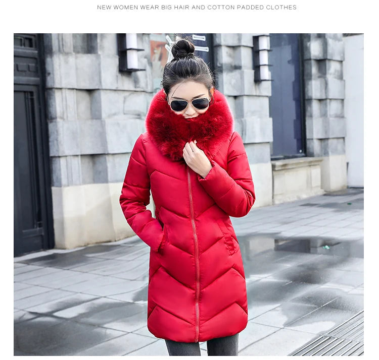 Autumn Warm Female Jacket Korean New 2024 Hooded Winter Jacket Women Parkas Female Long Outerwear Cotton Winter Coat Women