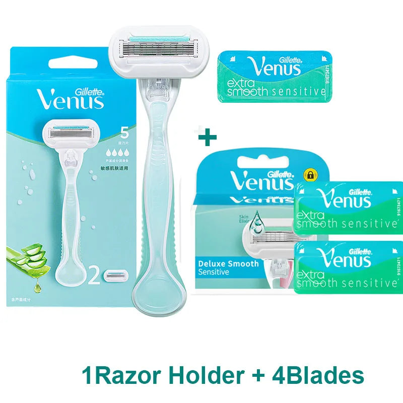 Gillette Venus Women's Razor Deluxe Smooth 5 Layers Shaving Blades for Lady Sensitive Skin Hair Removal Replacement Blade Refill