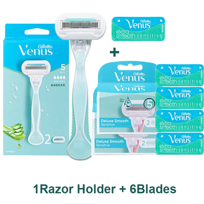 Gillette Venus Women's Razor Deluxe Smooth 5 Layers Shaving Blades for Lady Sensitive Skin Hair Removal Replacement Blade Refill